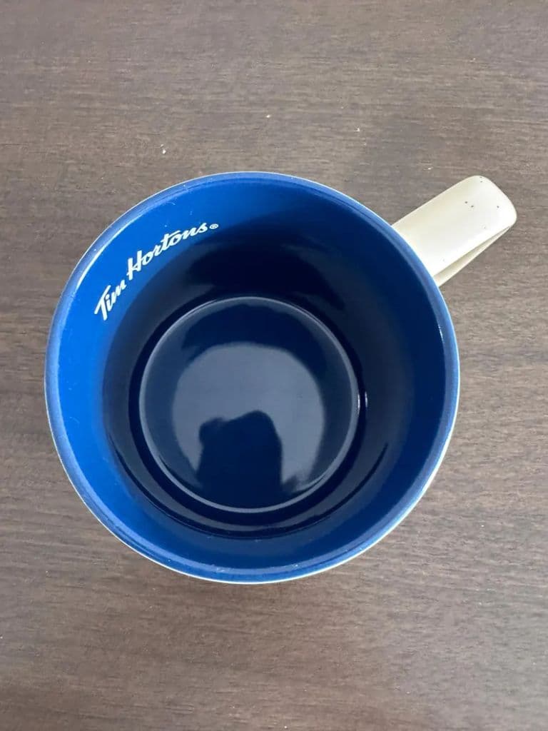 Tim Hortons Bear Forest Mug — Crescent Moon Design, Blue Interior — inside