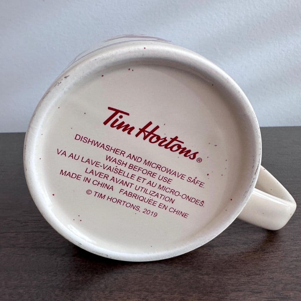 Tim Hortons Reindeer Mug — Red Interior, 2019 — bottom