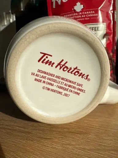 Tim Hortons Red Stripe Mug — Vertical Logo — bottom