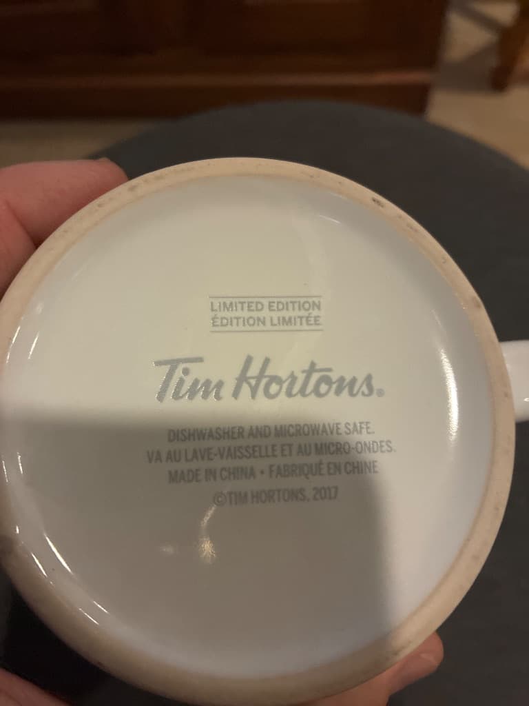 Tim Hortons Limited Edition Mug — Canada 150th Anniversary — bottom