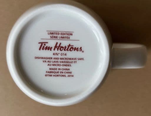Tim Hortons Limited Edition 014 Mug — bottom