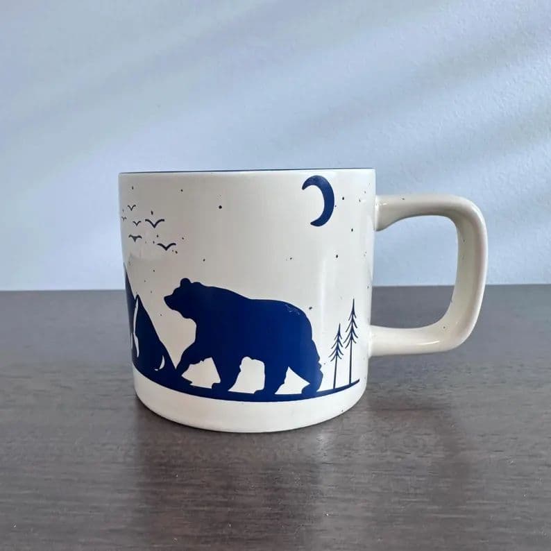 Tim Hortons Bear Forest Mug — Crescent Moon Design, Blue Interior
