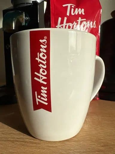 Tim Hortons Red Stripe Mug — Vertical Logo